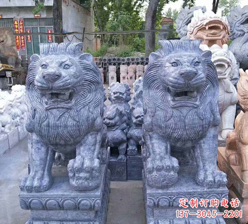 佛山青石仿古西洋狮子石雕,典雅大气