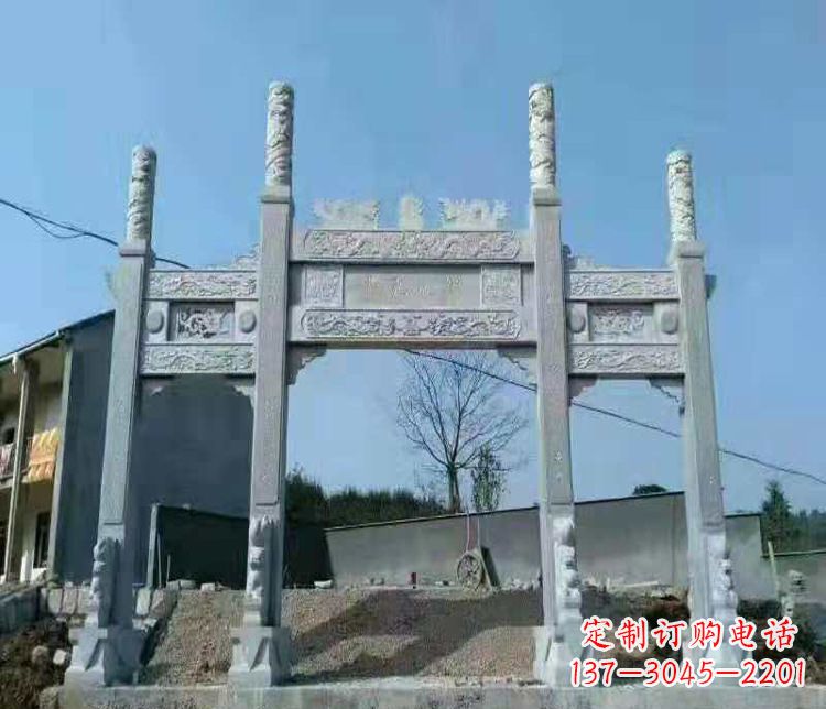 佛山三门仿古牌坊石雕,精致雕刻典雅之美