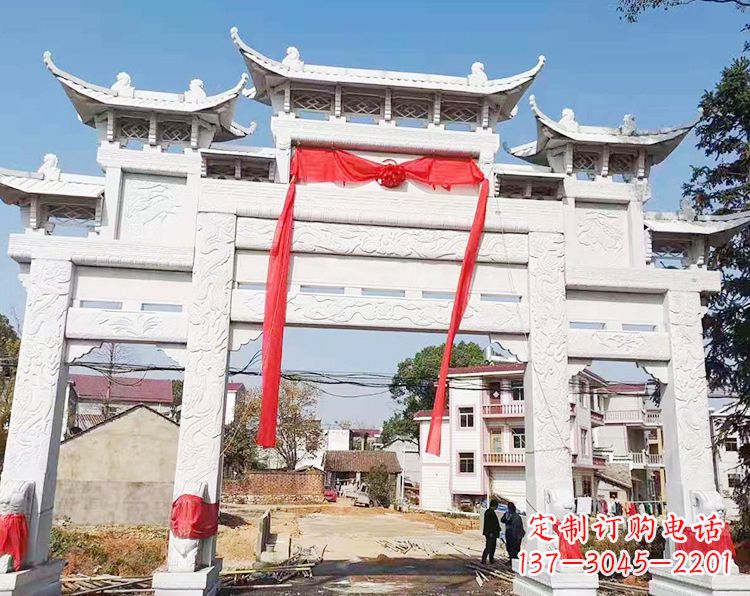 佛山三门三楼石雕牌坊:专业定制牌坊雕塑