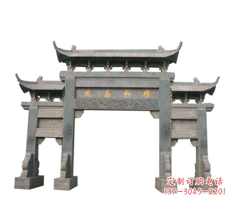 佛山四门牌坊石雕:高端雕塑定制