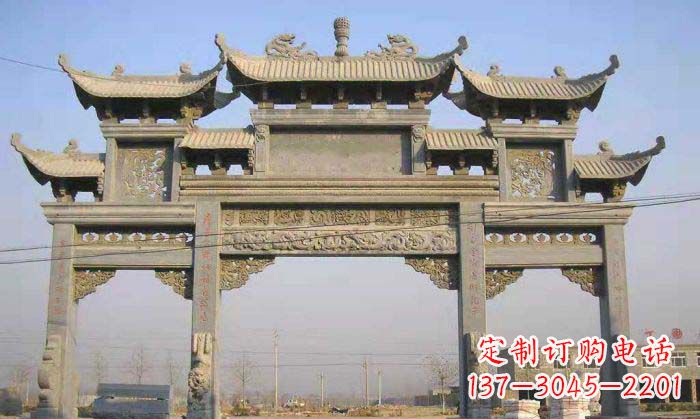 佛山特色街角石雕牌坊精致典雅的装点