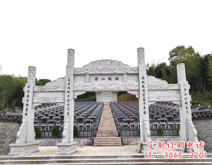 佛山精致雕刻的三门石牌坊雕塑