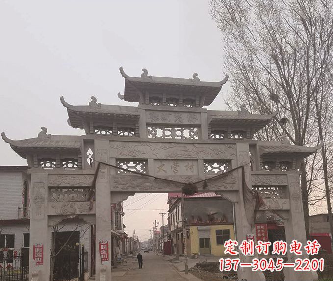 佛山三门五楼牌坊石雕 (3)
