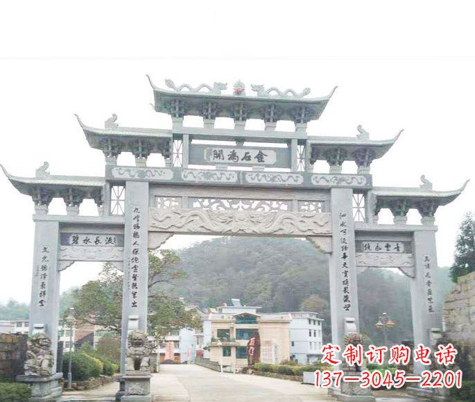 佛山三门五楼石牌坊石雕——精美精致的多层次雕刻