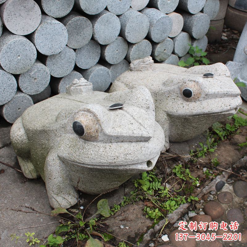 佛山石雕青蛙喷水雕塑