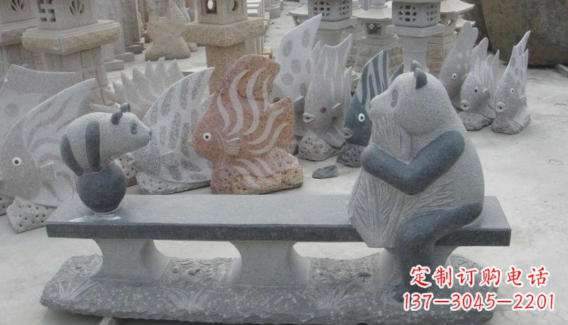 佛山石雕熊猫座椅