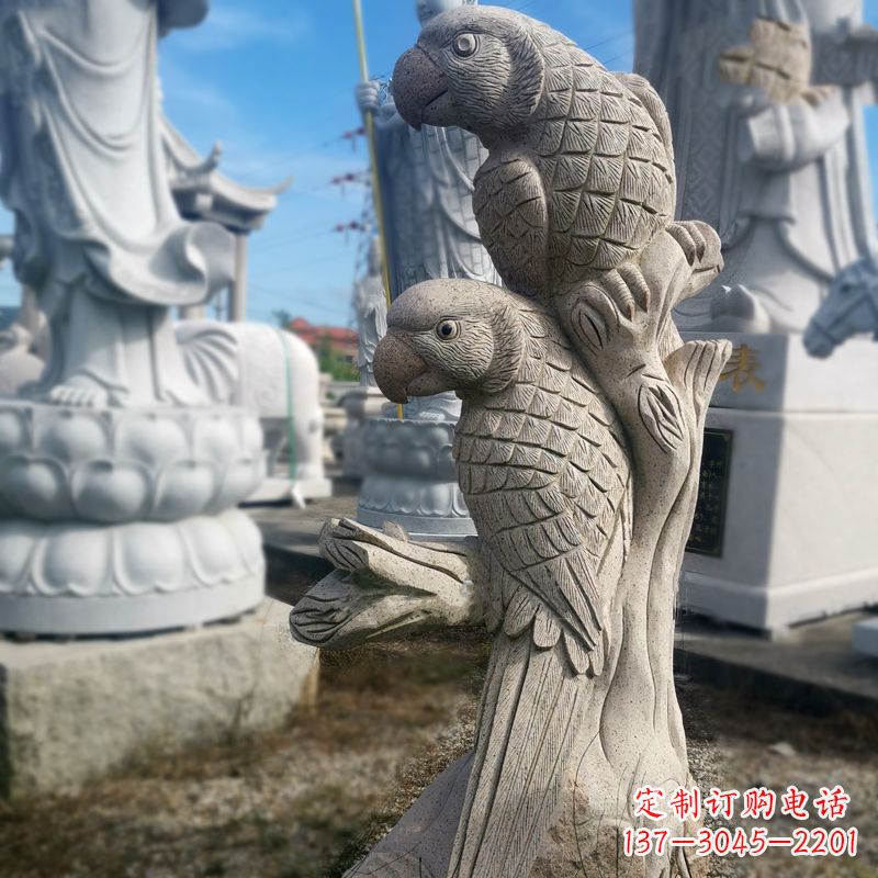佛山石雕鹦鹉景观雕塑摆件