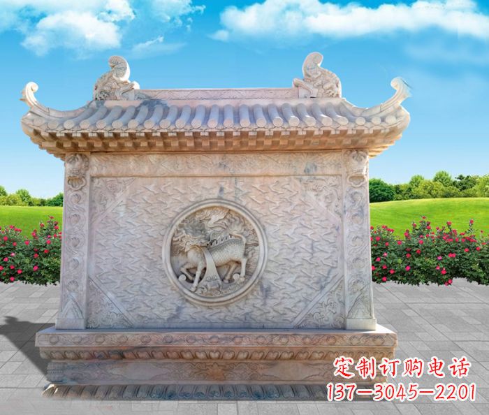 佛山石浮雕麒麟庭院影壁