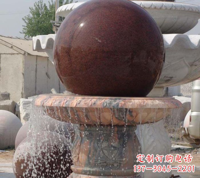 佛山石来运转小型风水球喷泉石雕