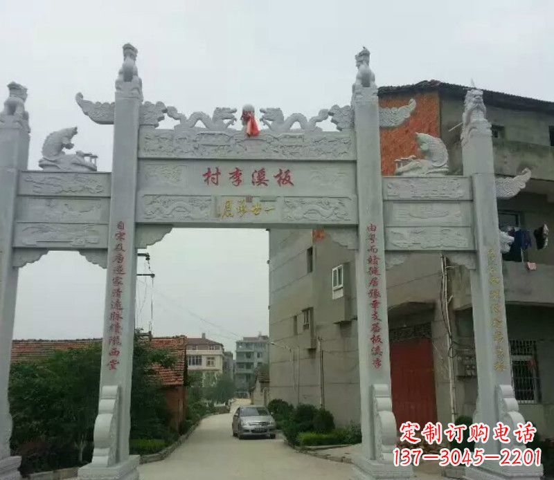 佛山石牌坊三门牌坊石雕 (2)
