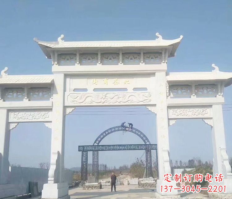 佛山石牌坊三门牌坊石雕 (4)