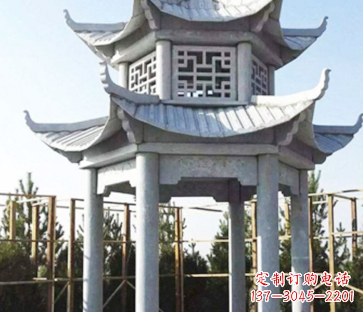 佛山双层仿古石凉亭石雕_2