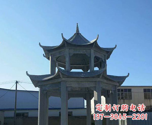 佛山双层仿古石凉亭石雕_1
