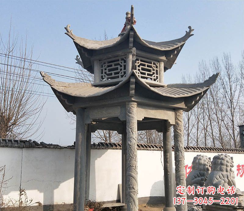 佛山双层户外凉亭石雕 (2)