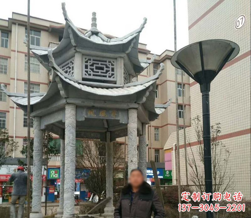 佛山双层六角凉亭石雕