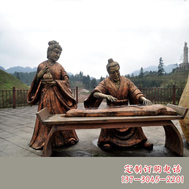 佛山司马相如与卓文君铜雕塑像-城市广场历史名人情景雕塑