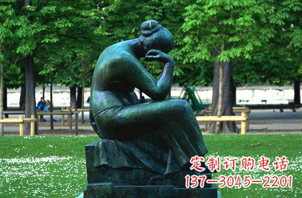 佛山思考的女人青铜人物铜雕