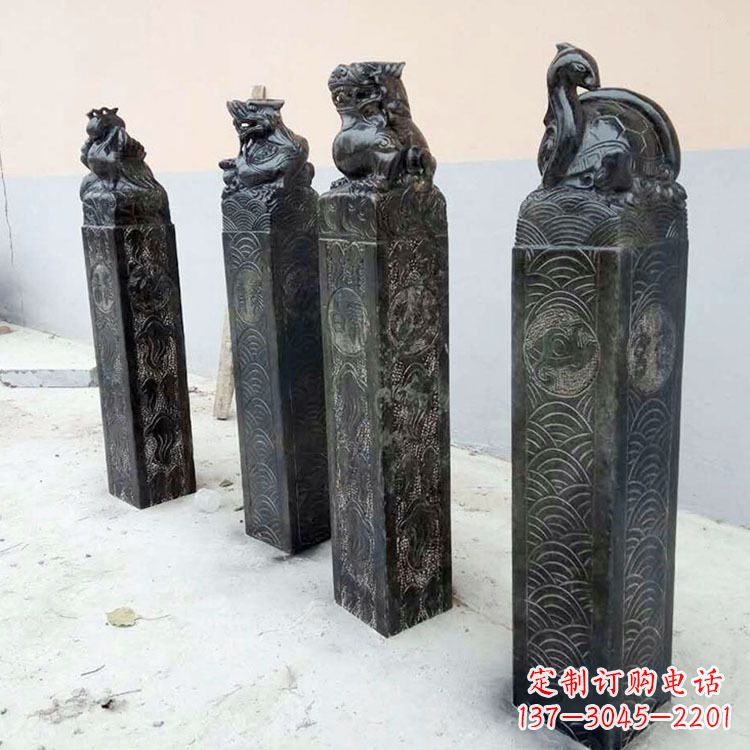 佛山四方神兽青石仿古栓马柱