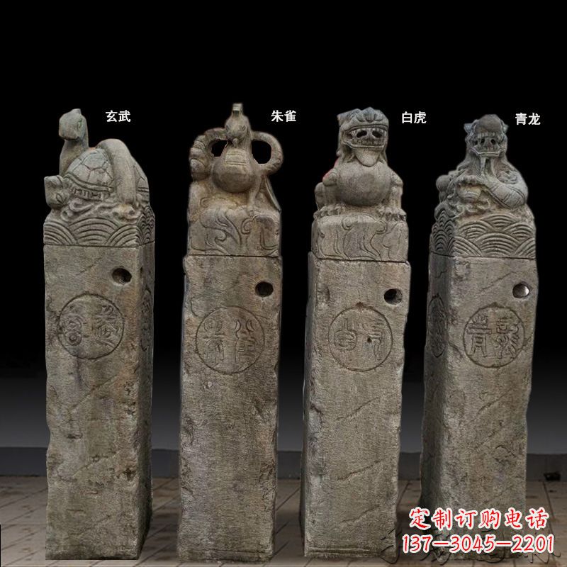 佛山四神兽拴马桩石雕