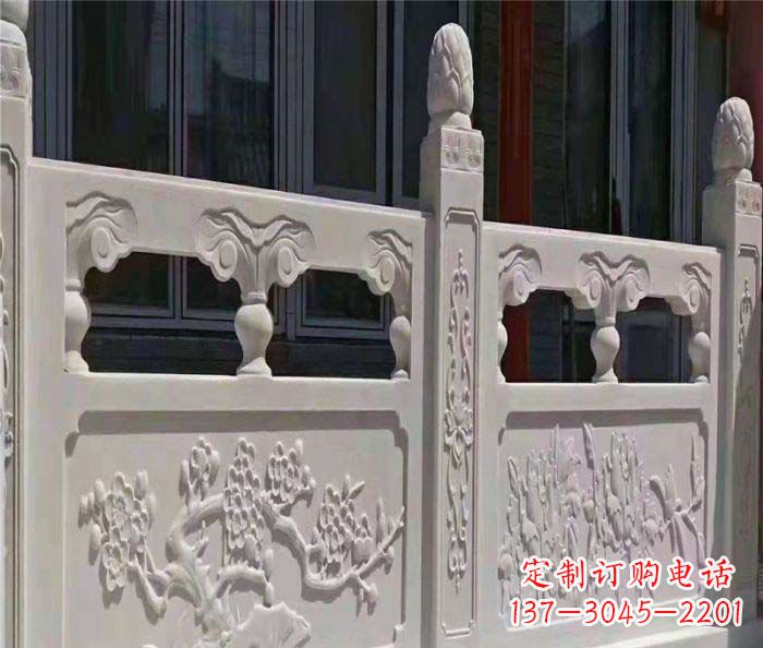 佛山寺庙景观汉白玉石浮雕栏板 (2)