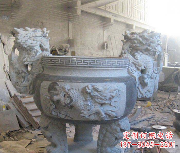 佛山寺庙景观龙头水缸石雕