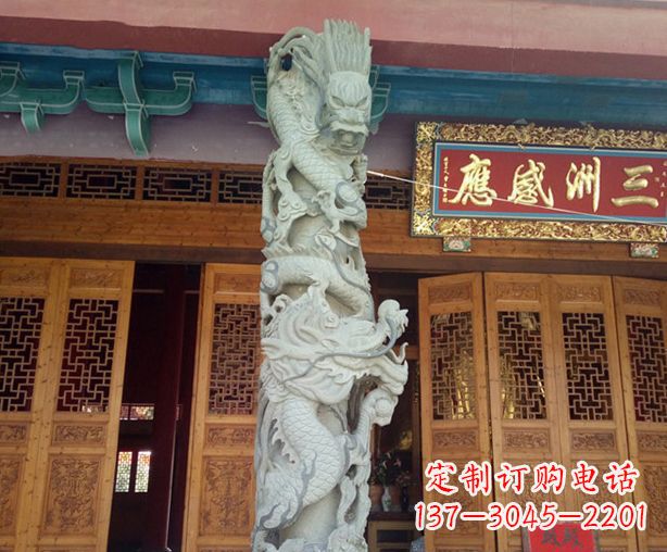 佛山寺庙景观龙柱石雕 (2)