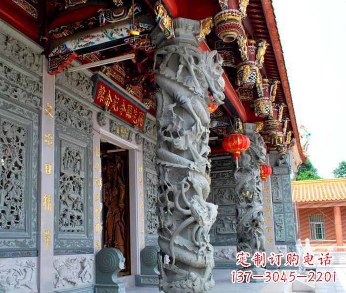 佛山寺庙景观龙柱石雕