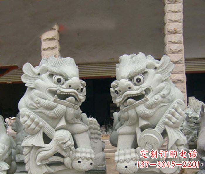 佛山寺庙景观南方狮子石雕 (2)