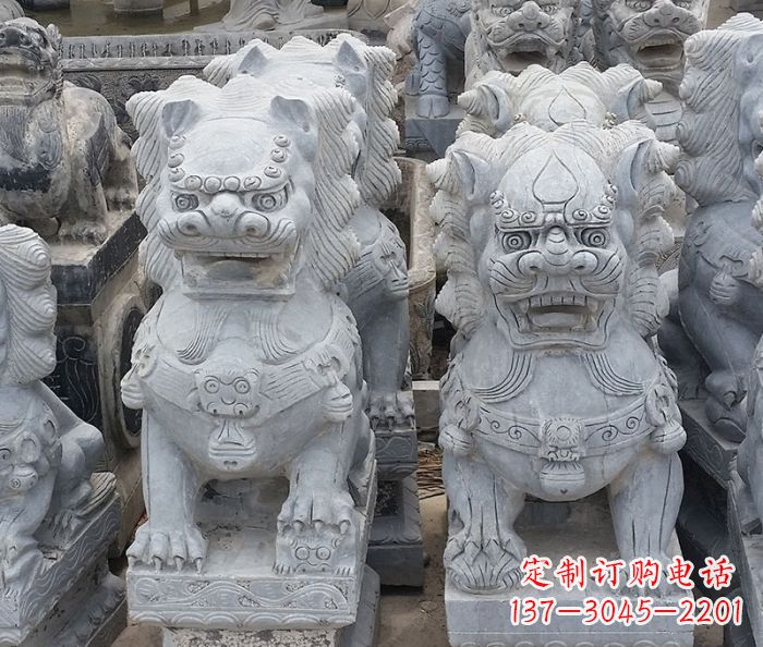 佛山寺庙青石狮子石雕