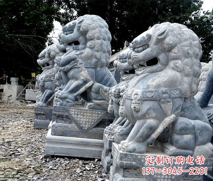 佛山寺庙青石狮子石雕 (2)