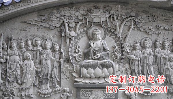 佛山寺庙墙壁石浮雕佛像