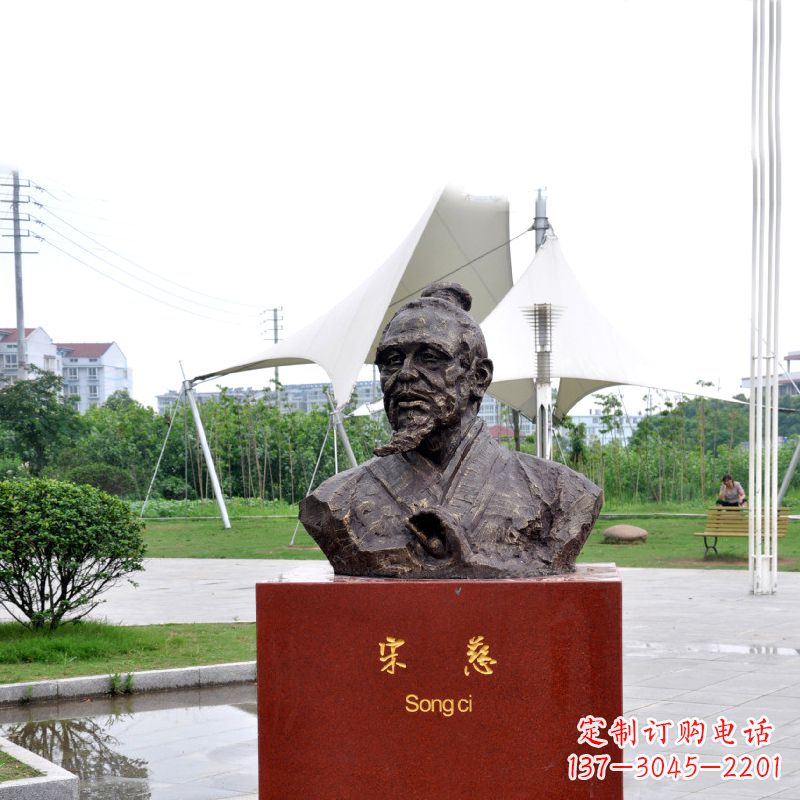 佛山宋慈铸铜头像雕塑-古代十大名医园林广场人物雕塑