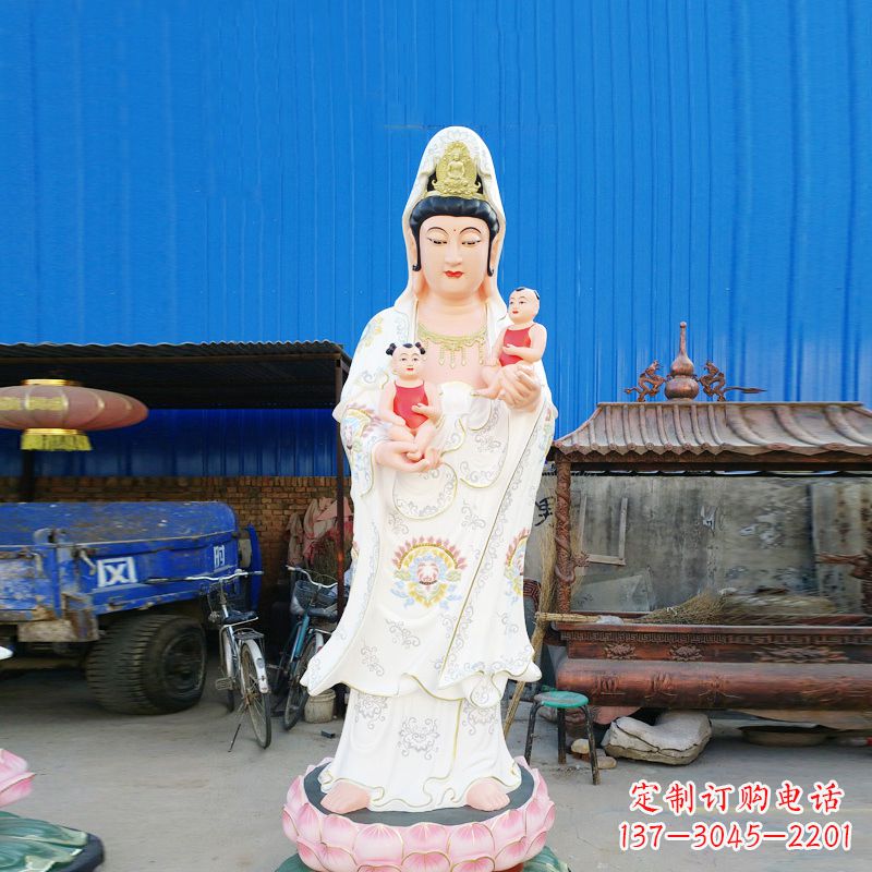 佛山送子观音彩绘玻璃钢雕塑