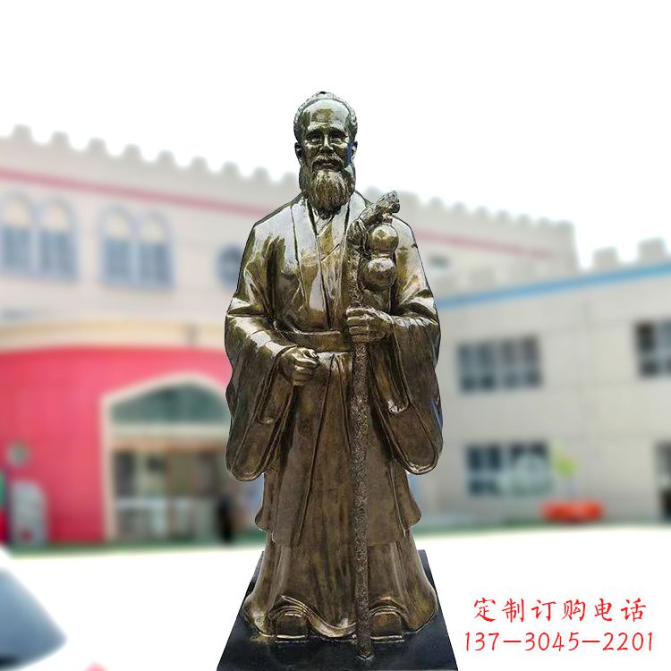佛山孙思邈仿铜玻璃钢雕塑-医院著名医学人物雕像