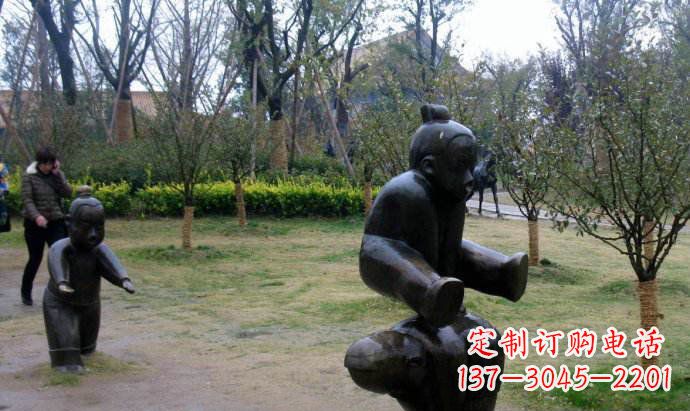 佛山跳山羊公园人物铜雕