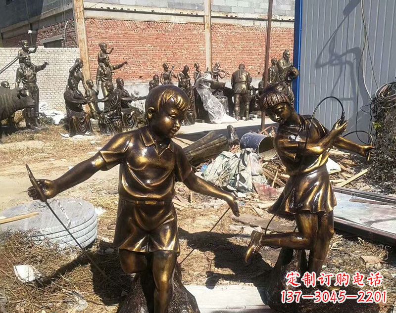 佛山跳绳的儿童铜雕