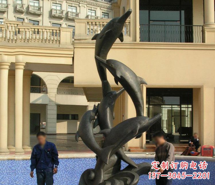 佛山跳跃海豚景观铜雕
