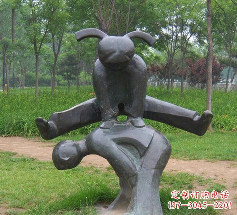 佛山铜雕抽象跳山羊儿童