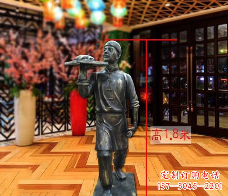 佛山铜雕店小二人物雕塑 (2)