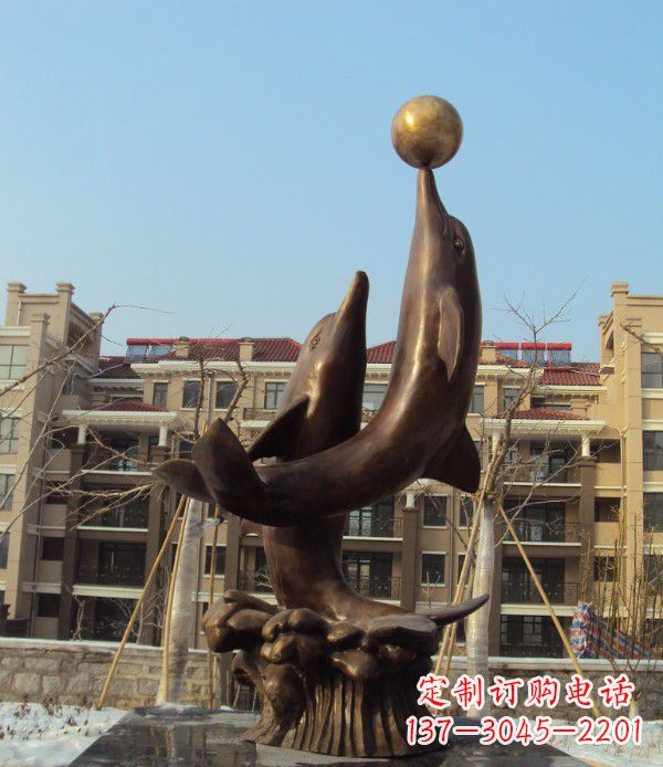 佛山铜雕海豚雕塑 (2)
