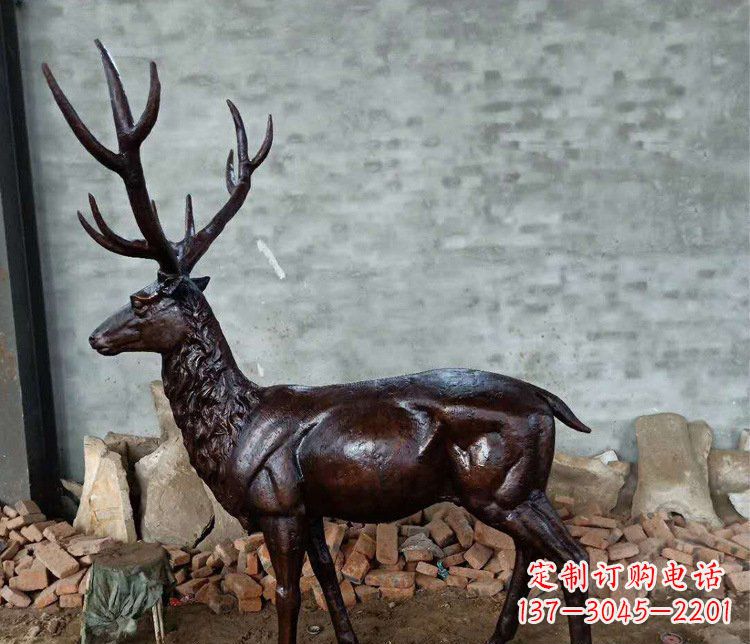 佛山铜雕户外公园动物雕塑鹿摆件