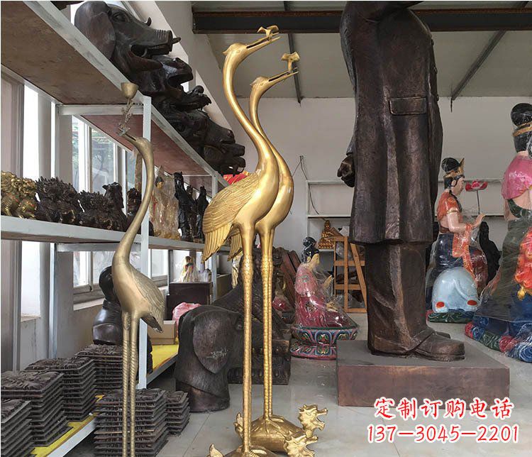 佛山铜雕金属仙鹤动物雕塑