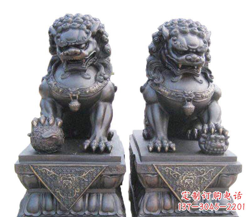 佛山铜雕酒店镇宅招财狮子摆件 (2)