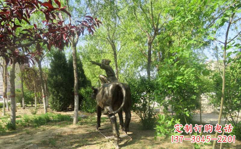 佛山铜雕牧童骑牛雕塑