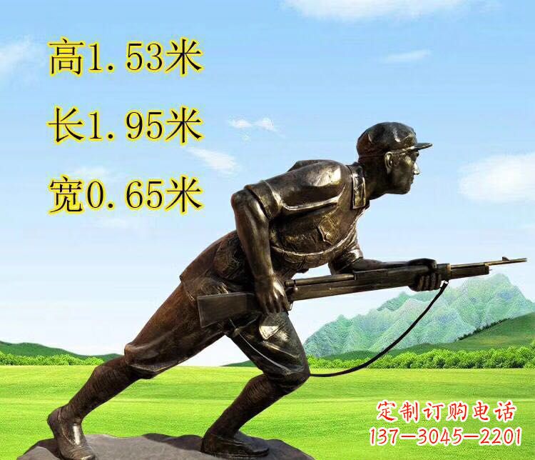 佛山铜雕拿枪战士雕塑
