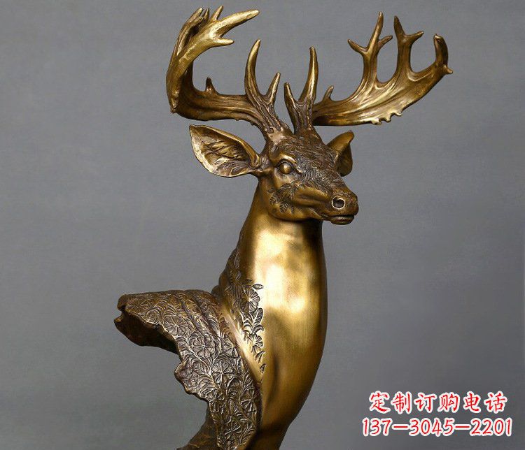 佛山铜雕如意铜鹿头摆件