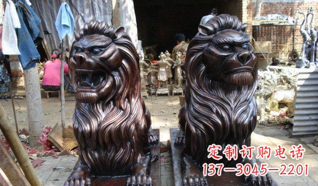 佛山铜雕狮子公司门口雕塑 (2)