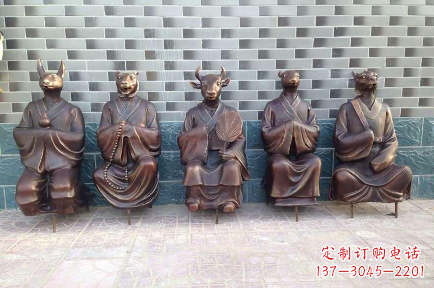 佛山铜雕兽首人身十二生肖雕塑