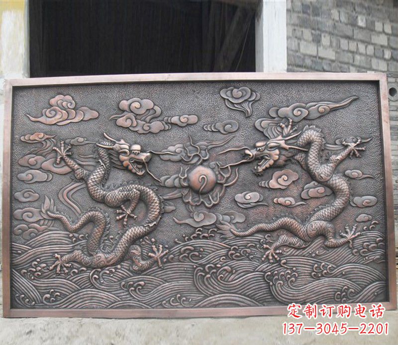 佛山铜雕双龙壁画景观摆件