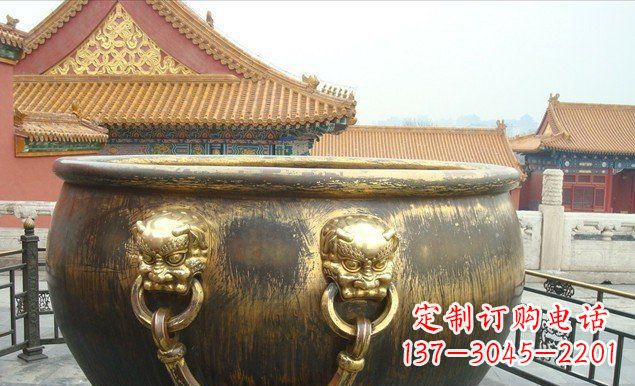 佛山铜雕水缸寺庙景观雕塑 (2)
